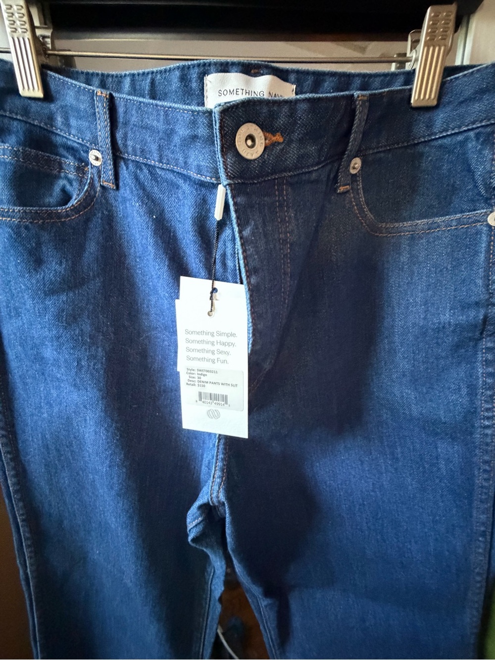 Something Navy Dark Blue High-Rise Jeans w bottom slits, Great Brand, NWT, 30